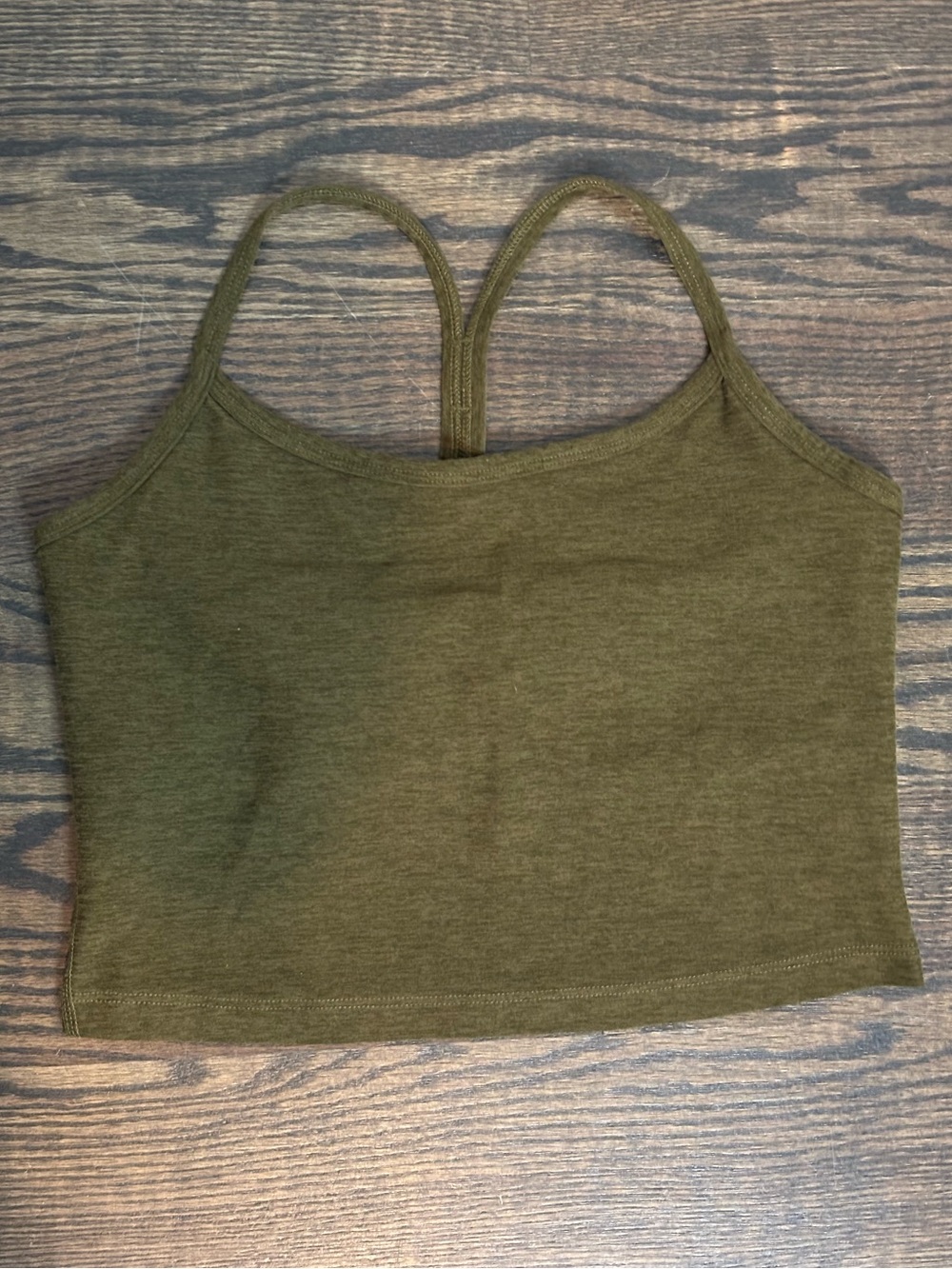 Beyond Yoga Olive Green Spacedye Slim Racerback Crop Tank M